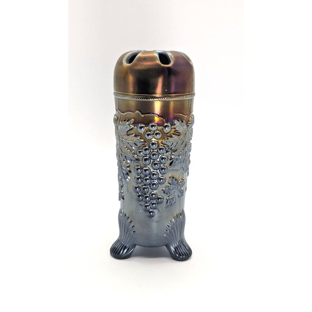 Unique Vintage Northwood Grape and Cable Amethyst and Gold Art Glass Hatpin Vase